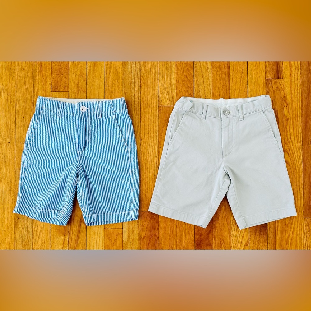 Gap & JCrew 2 Pairs Shorts Blue & White Striped Seersucker & Light Gray Denim 8